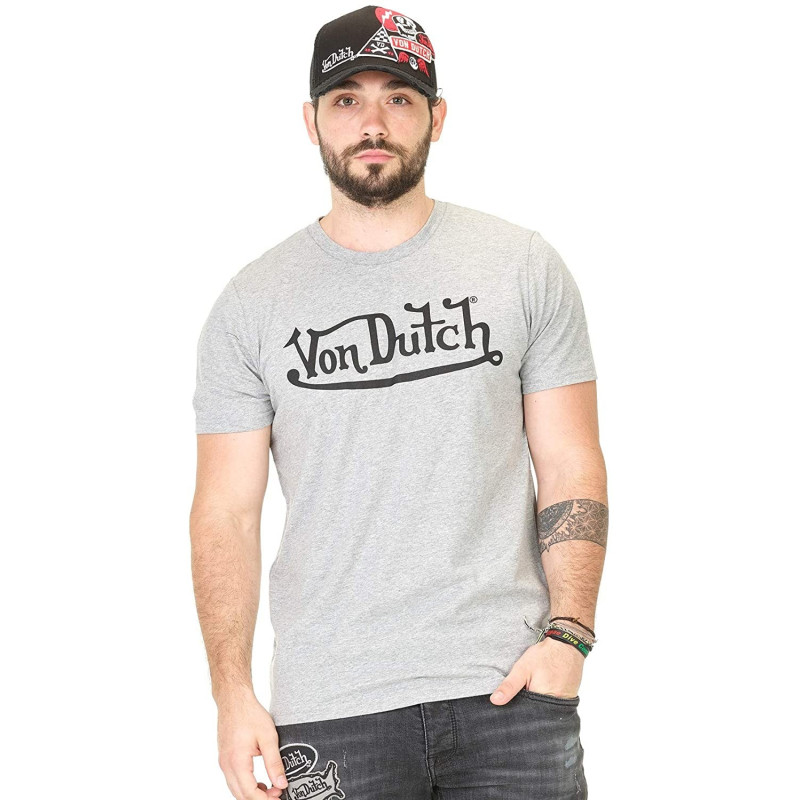 T-Shirt Gris Chiné Logo Von Dutch - T-shirt Von Dutch sport The Duck