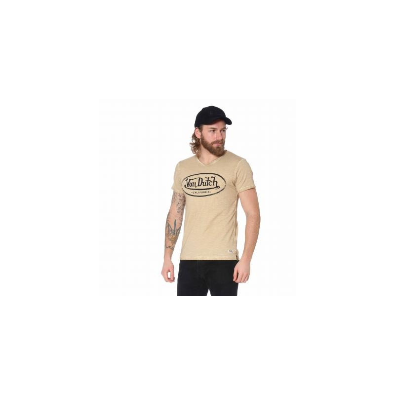 T-Shirt Homme Col V Von Dutch Logo Noir Von Dutch