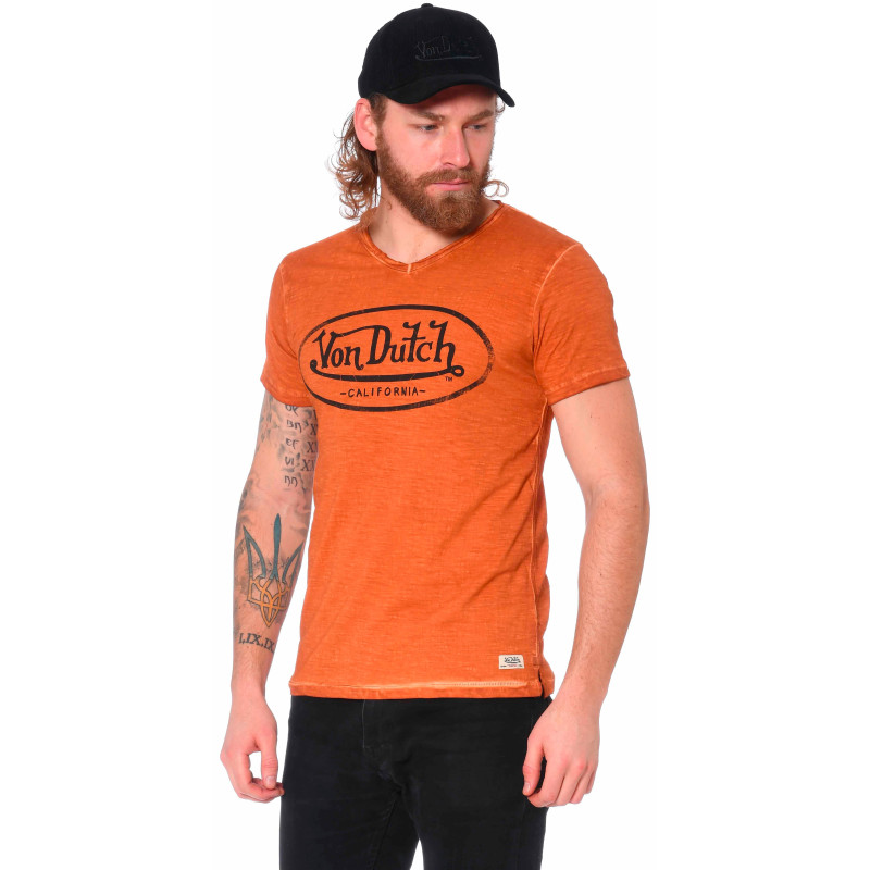 T-Shirt Col V Homme Orange Von Dutch 