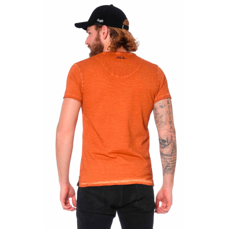 T-Shirt Col V Homme Orange Von Dutch 