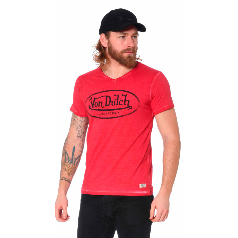 T-Shirt Rouge Homme Col V Von Dutch