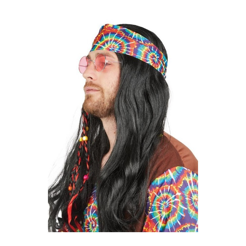 Perruque Hippie Homme Noir - Déguisement Hippie Homme The Duck