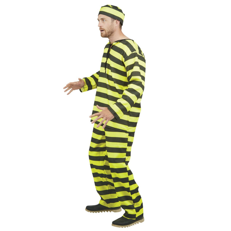 Déguisement Prisonnier Jaune Noir Adulte - Costume Prisonnier Homme The Duck