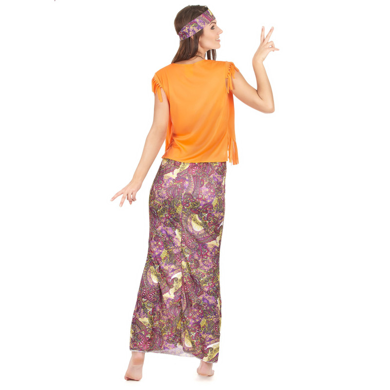 Déguisement hippie rose et vert femme Jadeo