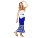 Déguisement de gauloise blanc et bleu femme Jadeo