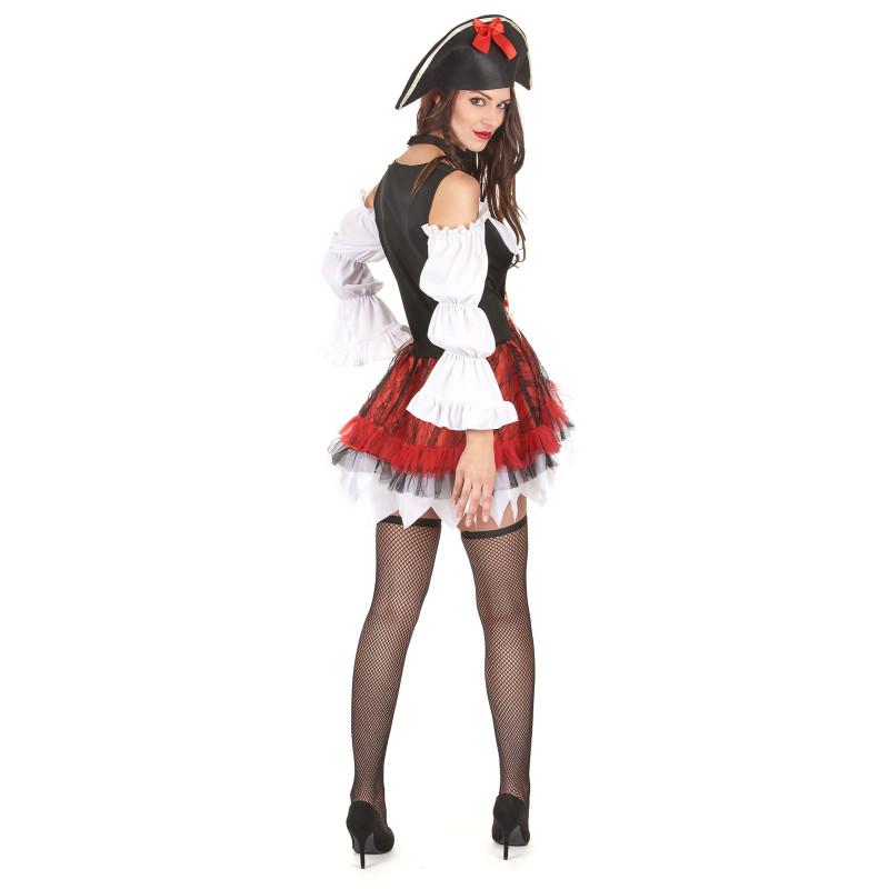 Déguisement pirate sexy blanc et rouge femme Jadeo