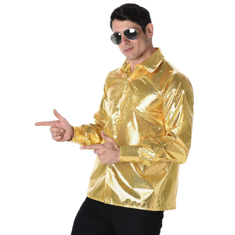 Chemise disco à  sequins dorés homme Jadeo