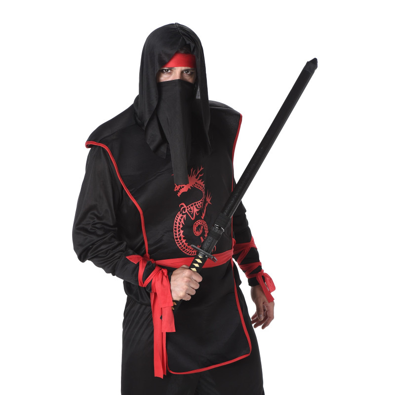 Déguisement ninja noir et rouge homme Jadeo