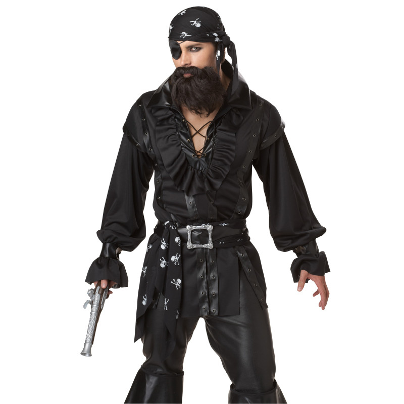 Déguisement pirate chemise noire homme Jadeo