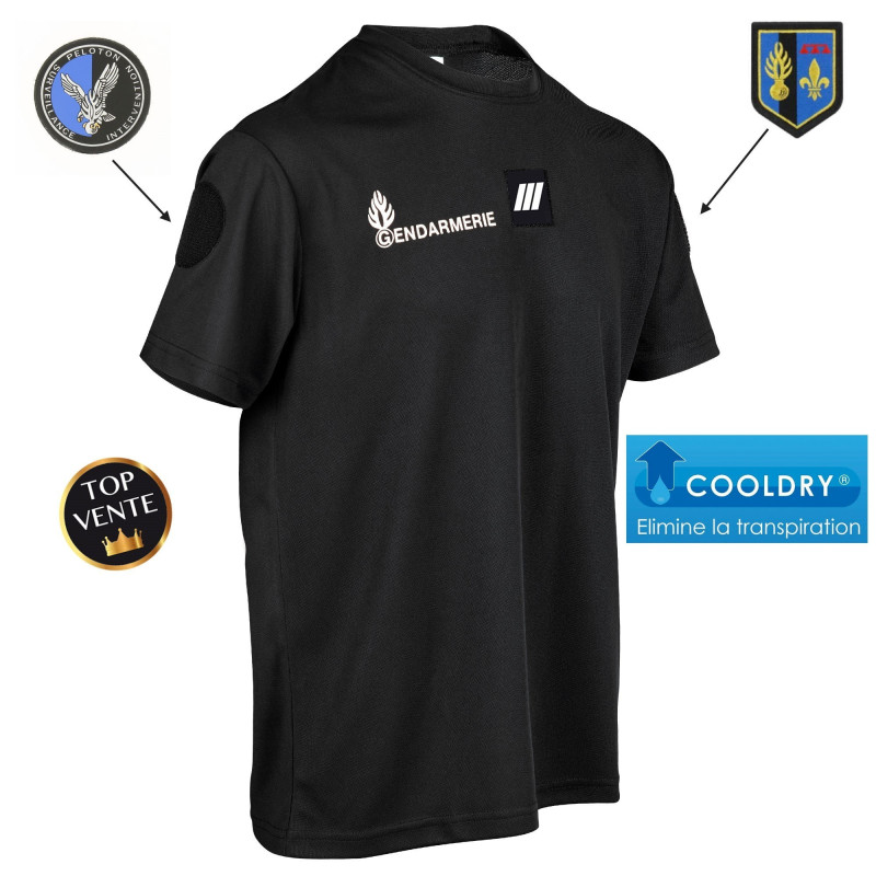 T-Shirt Gendarmerie Cooldry Noir Gendarmerie Départementale patron equipement