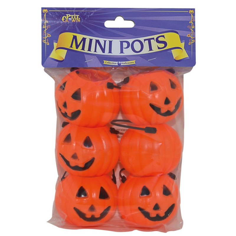 Mini-Pots Citrouille Orange Lot de 6 - Décoration halloween citrouille the duck